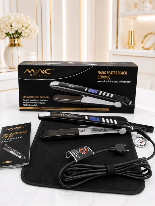 MAC Styler Keramika soch dazmoli, professional to‘g‘rilagich, LCD displey, 480°F