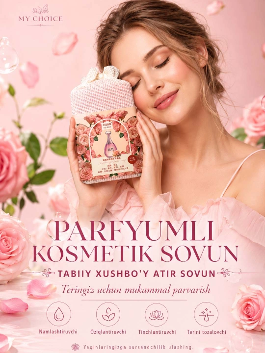 Parfyumli qattiq sovun assorti HZI JUICE/FANSHIYI, 4 xil gul aromati
