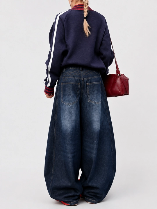 Ayollar Baggy Oversize Y2K jinsi shimlari baland bel, keng to‘g‘ri kesim, Streetwear Casual