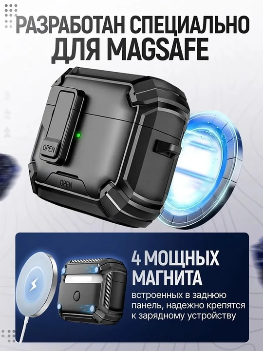 AirPods Pro 2 Pro 3 uchun avto ochiladigan himoya qopqogʻi, quloqchinlar kiritilmagan