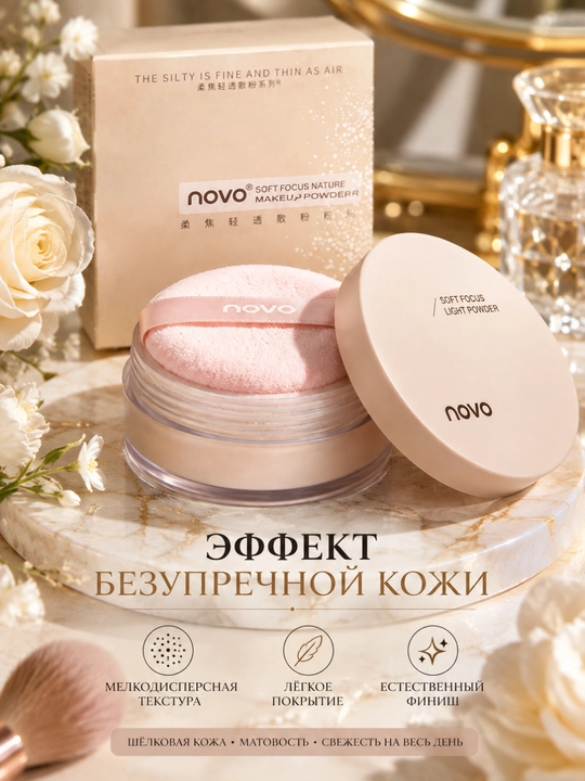 Рассыпчатая пудра для лица NOVO Soft Focus Micron матирующая пудра