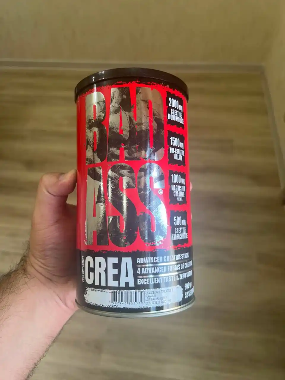 Kreatin monogidrat BAD ASS, ta'mlik, 300 g, 52 porsiya