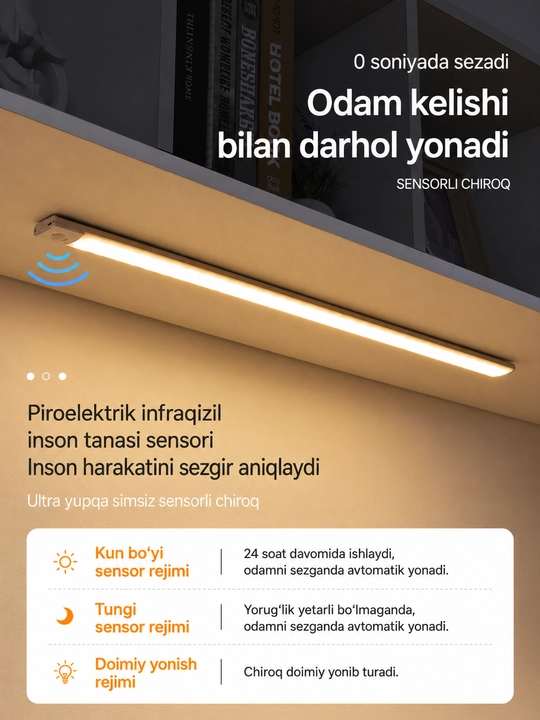 Aqlli inson tanasi sensori yorug'ligi, magnit adsorbsiyali LED yorug'lik