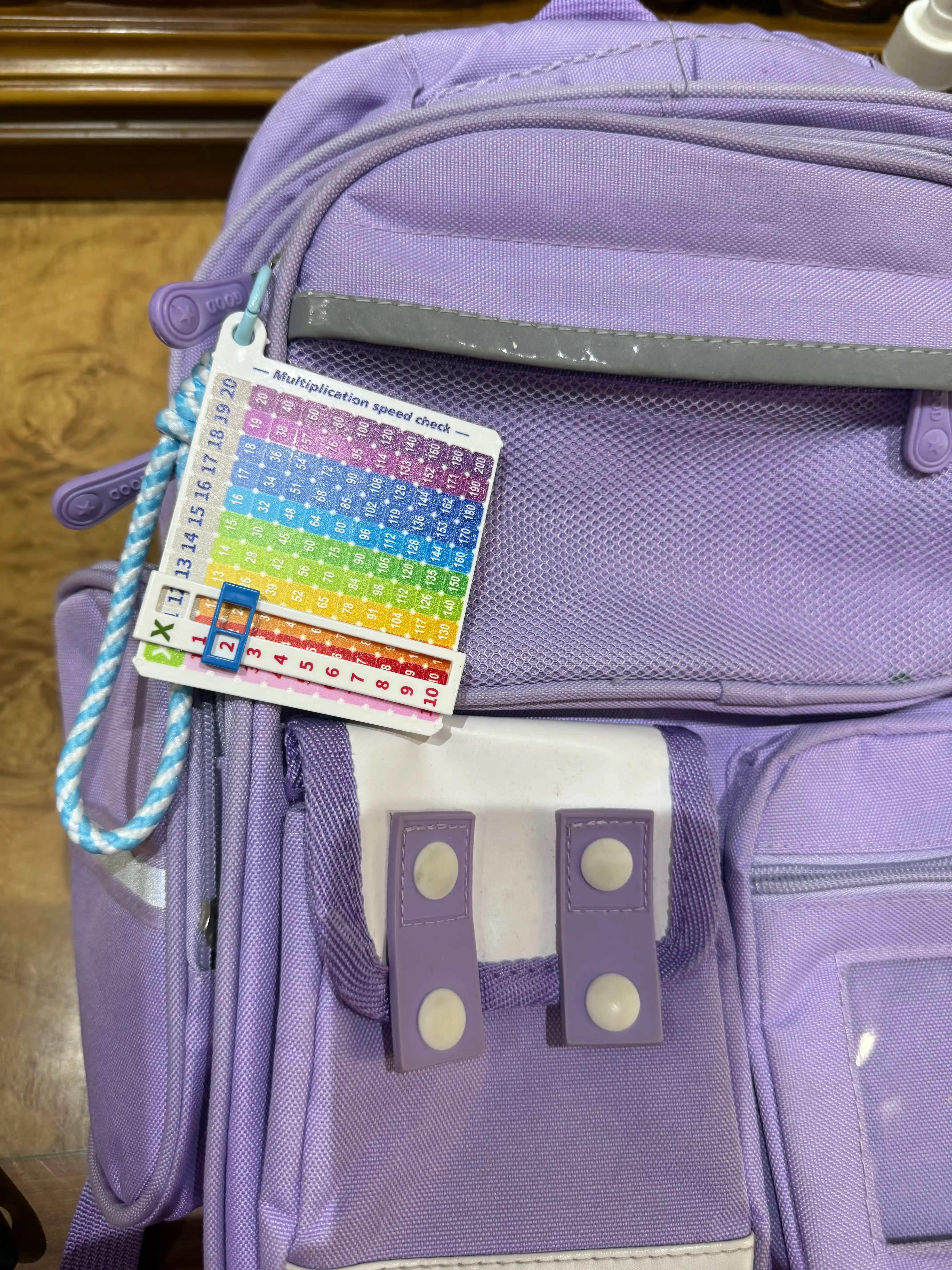 1 dan 20 gacha bo‘lgan ko‘paytirish jadvali, maktab o‘quvchilari uchun ikki tomonlama brelok-kartochka