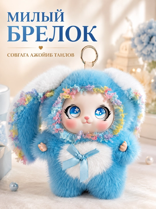 Мягкий брелок-кролик — подвеска для сумки, рюкзака и ключей, милый подарок для девочек - 