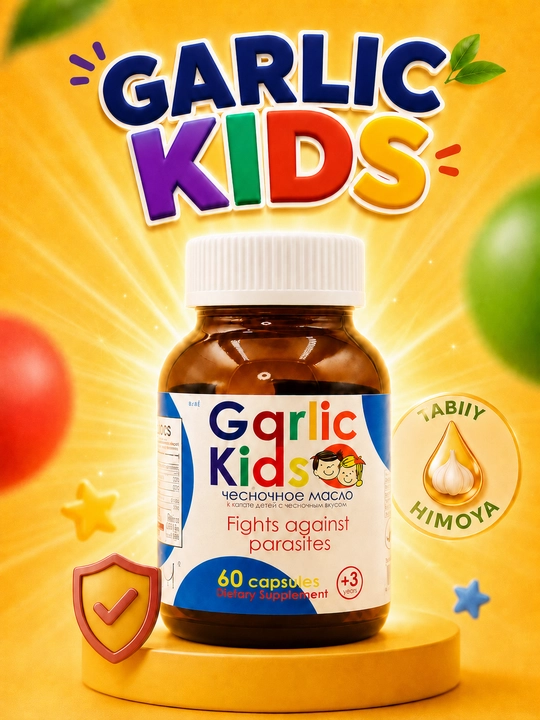 Garlic Kids kapsulalari parazitlarga qarshi, immunitetni mustahkamlaydi va tanani tozalaydi - 