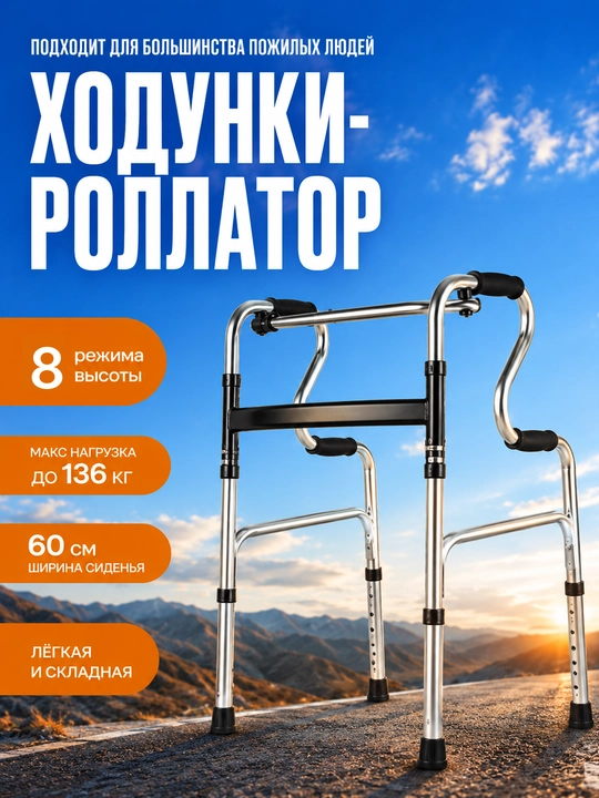 Xodunok kattalar uchun, 2 darajali tutqichli buklanadigan yurish tayanchi - 