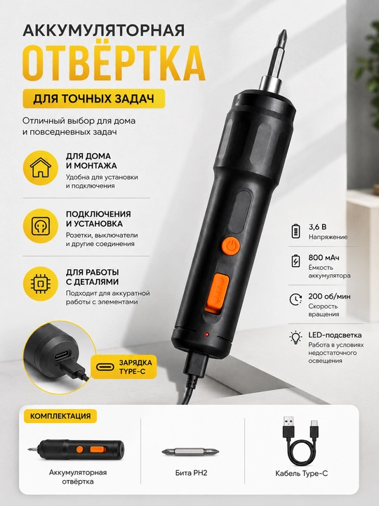 Akkumulyatorli otvertka   3.6V - 