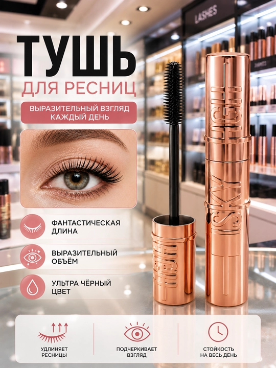 Тушь для ресниц Sky High, удлиняющая и придающая объём водостойкая тушь - 