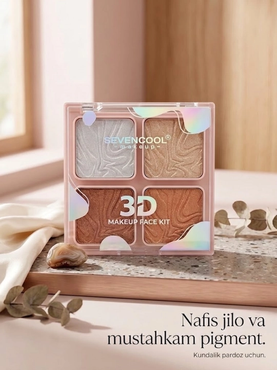 SEVENCOOL Professional 3D Makeup Face Kit yuz uchun haylayter, paletka