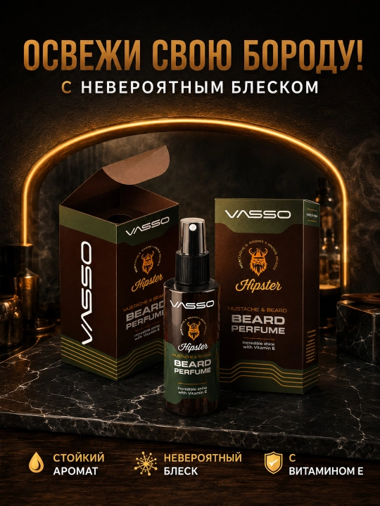 Парфюм для бороды VASSO Hipster, 75 мл