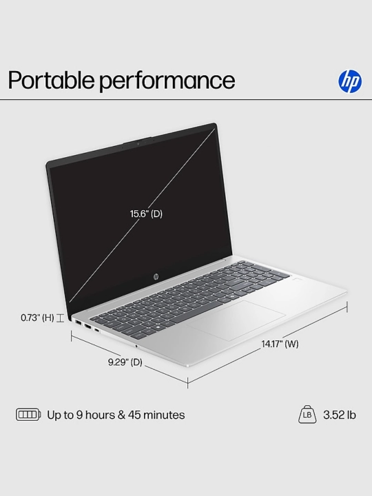 Ноутбук HP Intel Core 3-100U/ DDR4 8/16GB /SSD 512GB/ 15.6 FullHD/ Windows 11 Pro