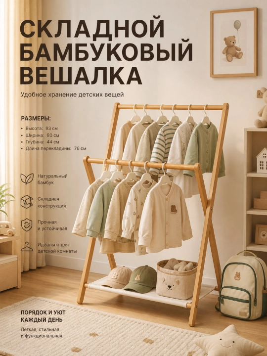 Вешалка напольная для одежды, с обувницей, на колесиках, металлическая - 