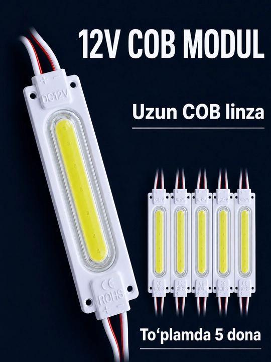 Interyer, avtomobil va reklama yoritishi uchun 12V LED modul va 12–24V kontroller