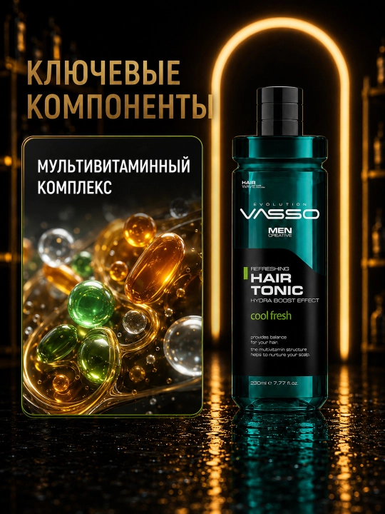 Мужской восстанавливающий тоник для всех типов волос VASSO Revitalizing
