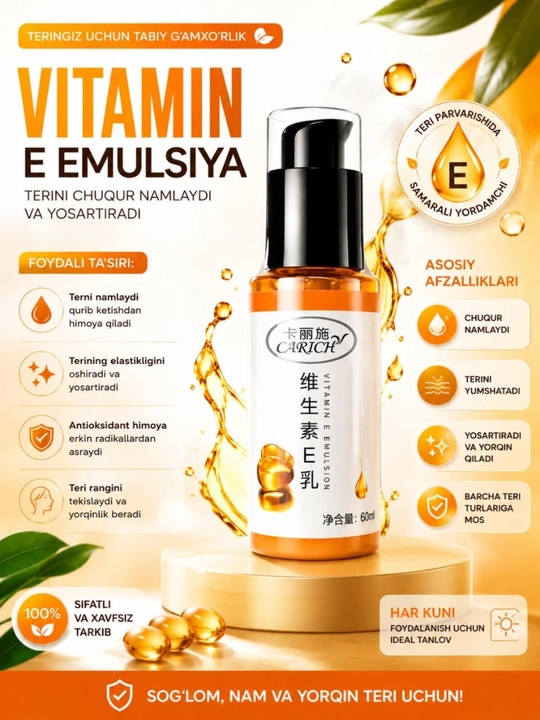 Green Leaf E vitamini, yuz emulsiyasi, E vitaminli sut, namlovchi krem