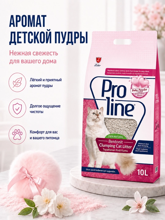 Proline bentonit, bolalar kukuni aromati bilan, 8.5 kg