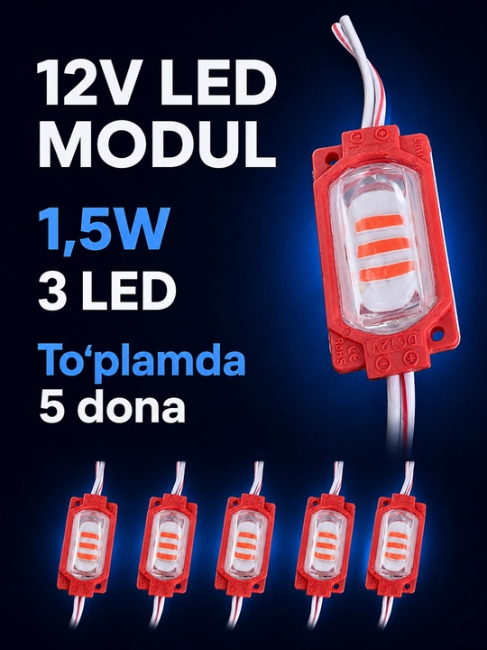 Interyer, avtomobil va reklama yoritishi uchun 12V LED modul va 12–24V kontroller