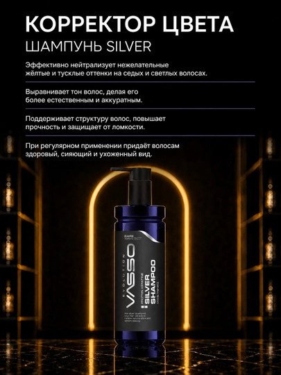 VASSO Silver Shampoo — oq va och rangli sochlar uchun shampun