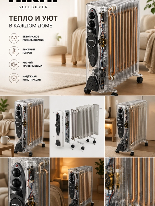 Yog‘li radiator, elektr isitgich, xona isitgich, NIKAI radiator, 11 seksiyali radiator