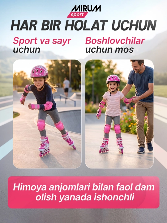 Rolikli konkilar himoya bilan, qizlar, bolalar va kattalar uchun