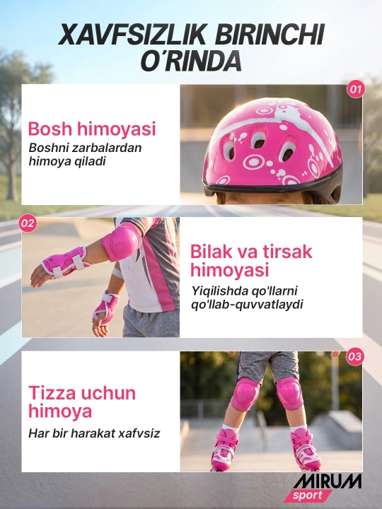 Rolikli konkilar himoya bilan, qizlar, bolalar va kattalar uchun