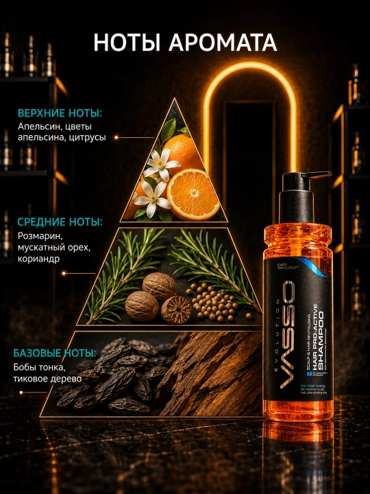 Мужской шампунь против выпадения волос VASSO Hair Pro Active