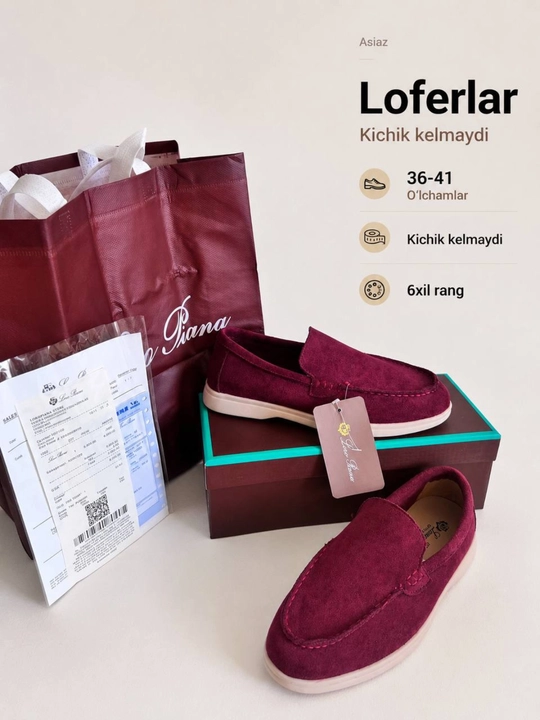Ayollar poyabzali, ayol va qizlar loferlari, 36-41 ramerlarda