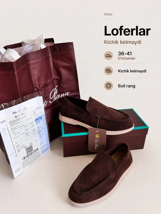 Ayollar poyabzali, ayol va qizlar loferlari, 36-41 ramerlarda