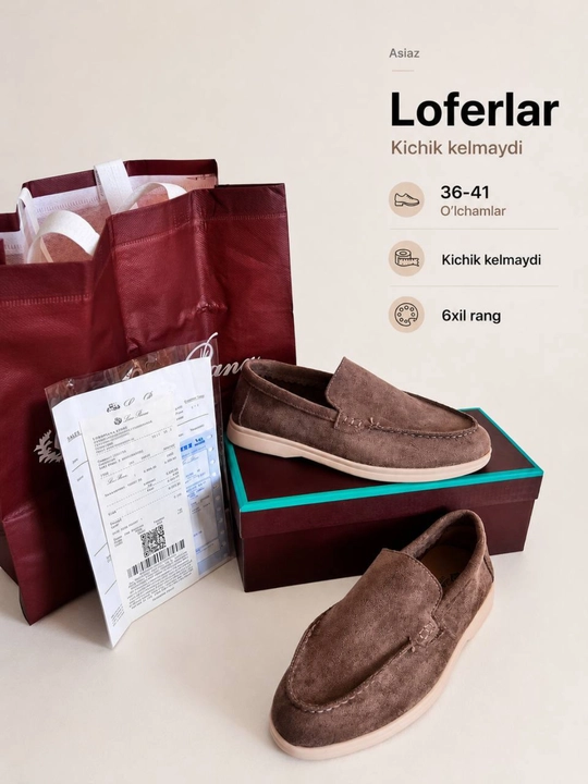 Ayollar poyabzali, ayol va qizlar loferlari, 36-41 ramerlarda