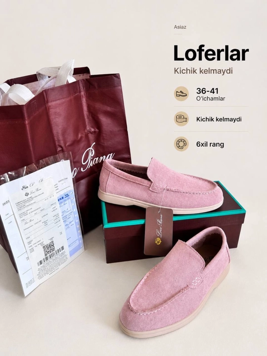Ayollar poyabzali, ayol va qizlar loferlari, 36-41 ramerlarda