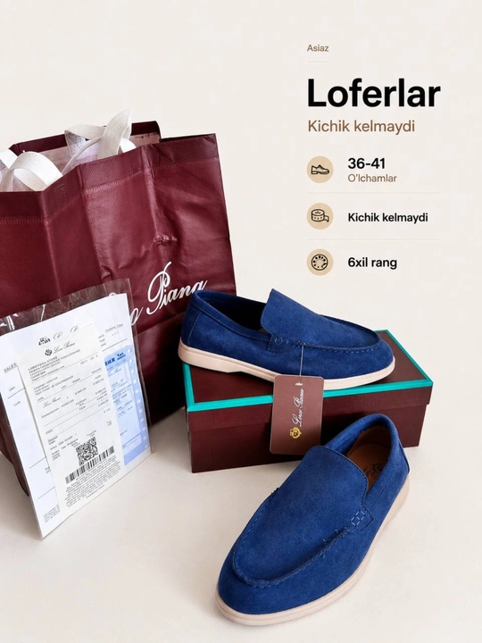 Ayollar poyabzali, ayol va qizlar loferlari, 36-41 ramerlarda