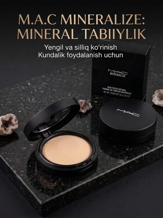 Yuz uchun ixcham MAC Mineralize Skinfinish Natural mineral kukuni, xiralashtiruvchi