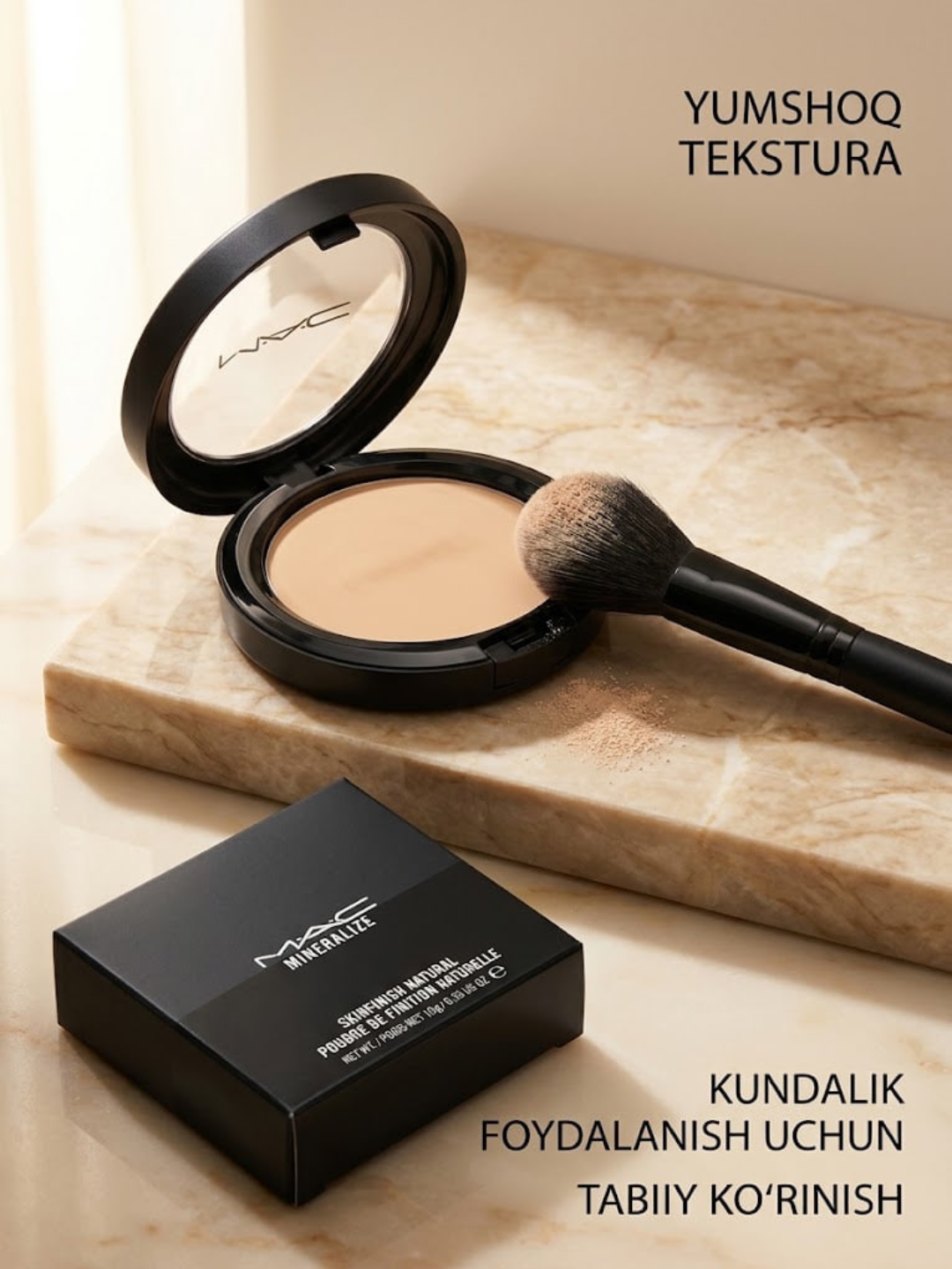 Yuz uchun ixcham MAC Mineralize Skinfinish Natural mineral kukuni, xiralashtiruvchi