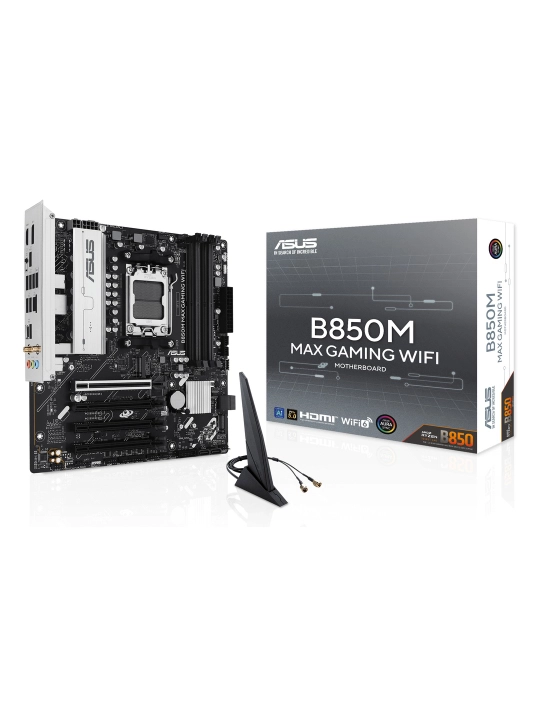Ona plata ASUS B850M MAX GAMING WIFI, AM5, DDR5, microATX, Wi-Fi - 