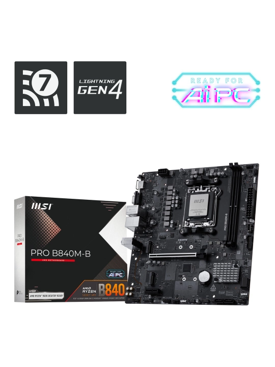 Материнская плата MSI PRO B840M-B, AM5, DDR5, microATX - 