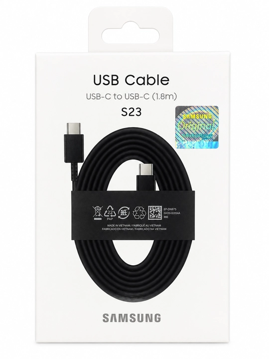 Telefon va planshetlar uchun Samsung 60W 3A Type-C dan Type-C ga zaryadlash kabeli (1,8 m) - 