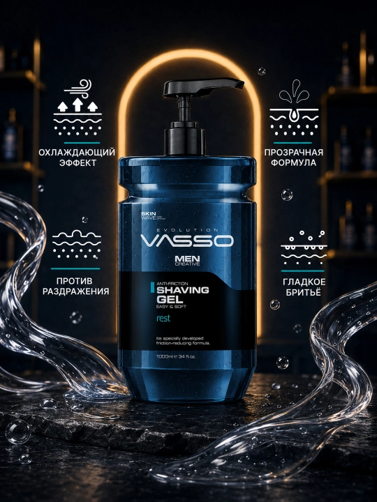 Успокаивающий гель для бритья VASSO Shaving Gel Rest, мужской