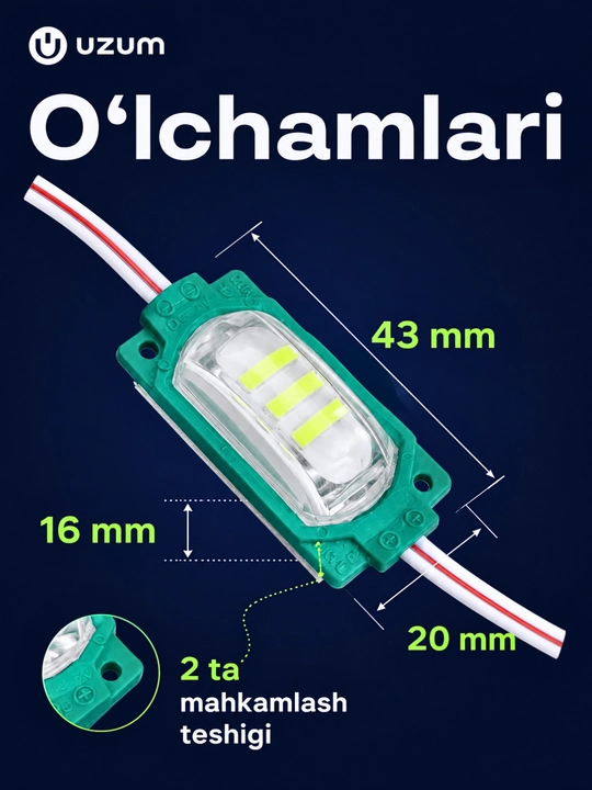 Interyer, avtomobil va reklama yoritishi uchun 12V LED modul va 12–24V kontroller