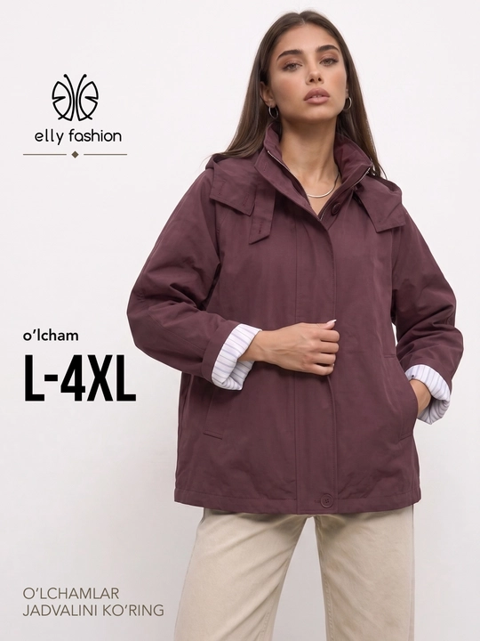 Ayollar vetrovkasi, kapyushonli kurtka, trench oversize, M–4XL — ELLY FASHION