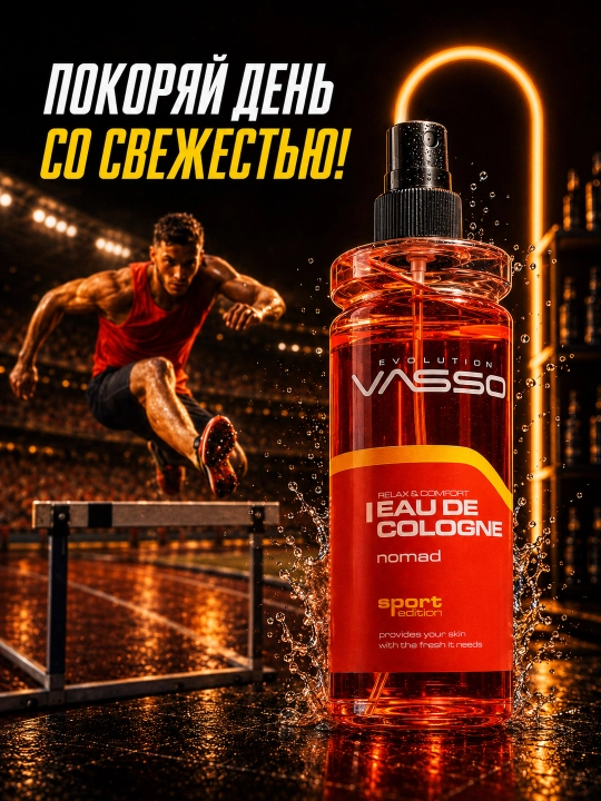 Erkaklar odekoloni VASSO Sport Edition, tetiklashtiruvchi parfyum