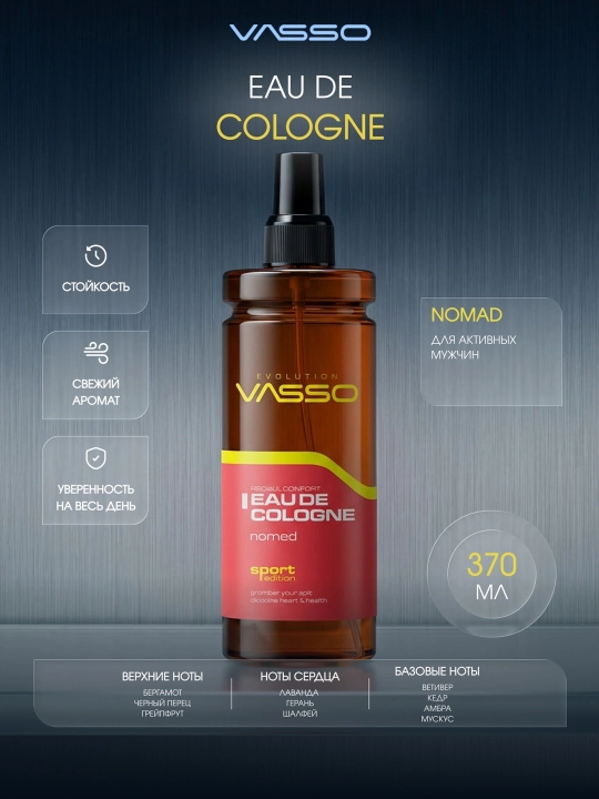 Линейка мужских одеколонов VASSO Sport Edition - 
