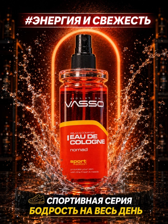 Erkaklar odekoloni VASSO Sport Edition, tetiklashtiruvchi parfyum