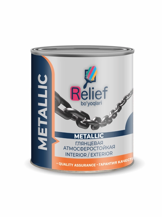 Краска для металла Relief Metallic глянцевая атмосферостойкая, интерьер и экстерьер