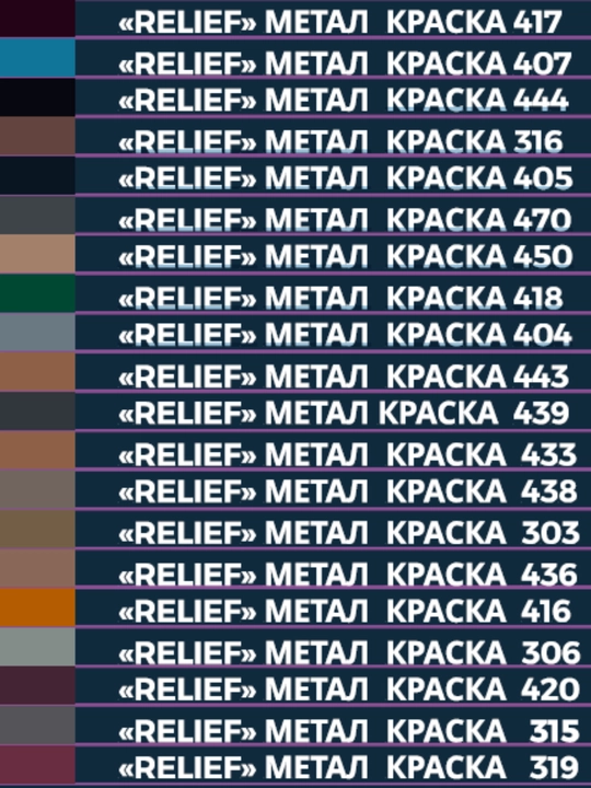 Краска для металла Relief Metallic глянцевая атмосферостойкая, интерьер и экстерьер
