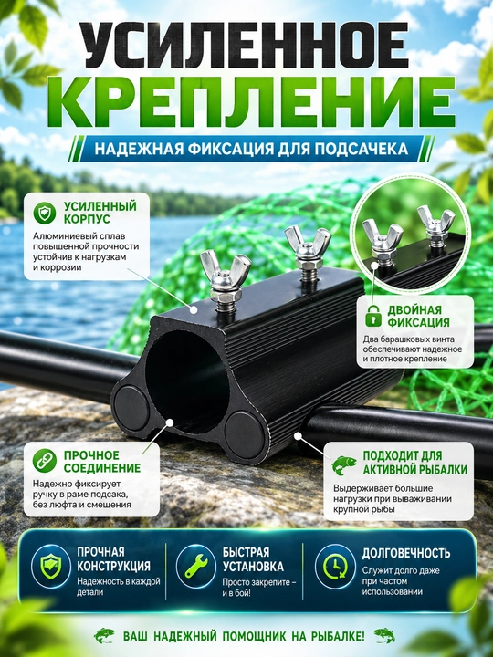 Подсачок для ловли рыбы, сгибаемый, с телескопической ручкой