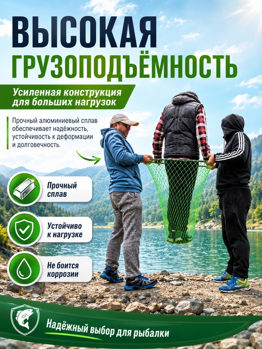 Подсачок для ловли рыбы, сгибаемый, с телескопической ручкой