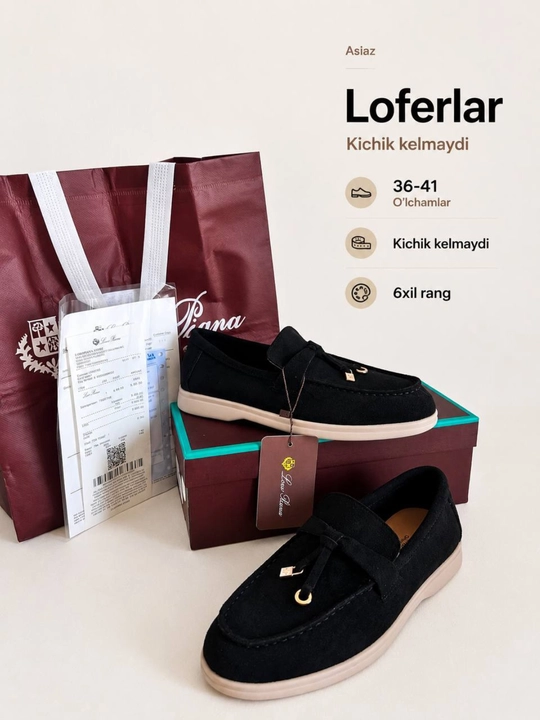Ayollar poyabzali, ayol va qizlar loferlari, 36-41 ramerlarda