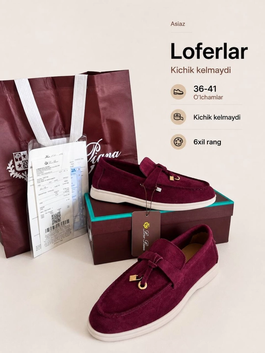 Ayollar poyabzali, ayol va qizlar loferlari, 36-41 ramerlarda