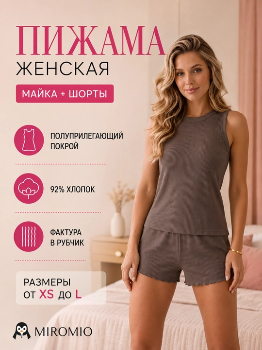Ayollar pijamasi, shortik va mayka bilan - 